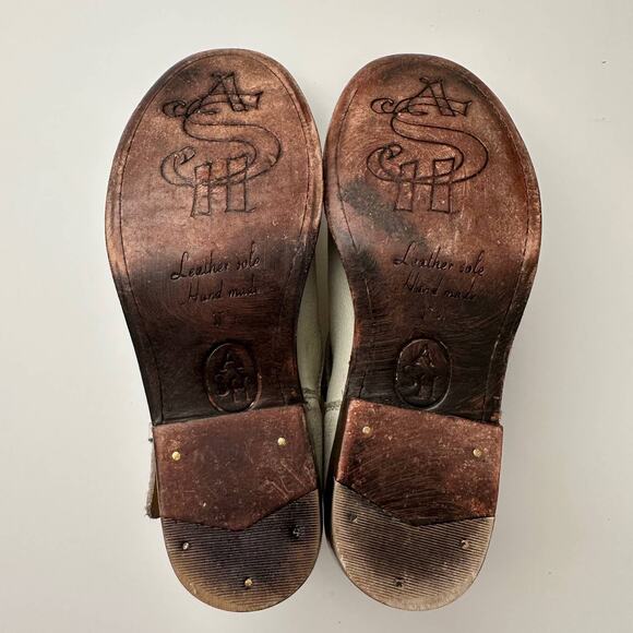 ASH Handmade Distressed Moto Buckle Slouch Grey White Ankle Boots EU37 US 6 - Picture 6 of 7